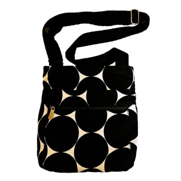 Thirty One Organizing Shoulder Bag Crossbody Purse Tote Black And White Big Dot - Picture 1 of 5